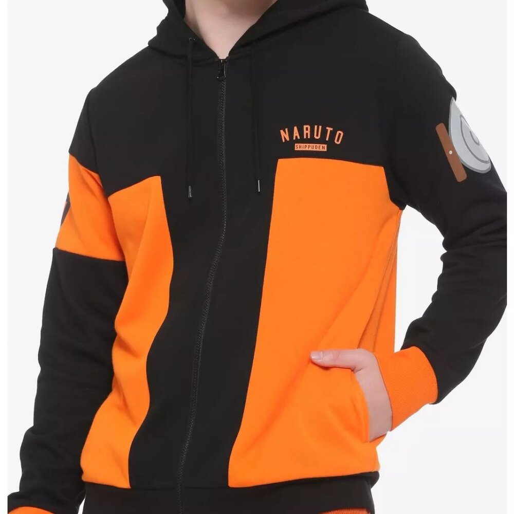 Men's Naruto Shippuden Naruto Cosplay Orange & Black Hoodie